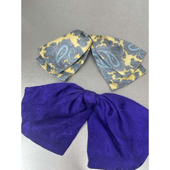 Vintage Women’s Van Horn Design 100% Silk Bow 1980’s Brooch Pin Set Of 2 Bows - Picture 1 of 6